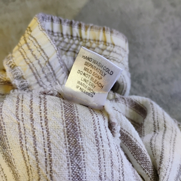 For Cynthia Linen Maxi Skirt Womens Small Striped Neutral Minimalist Lagenlook - Picture 7 of 10